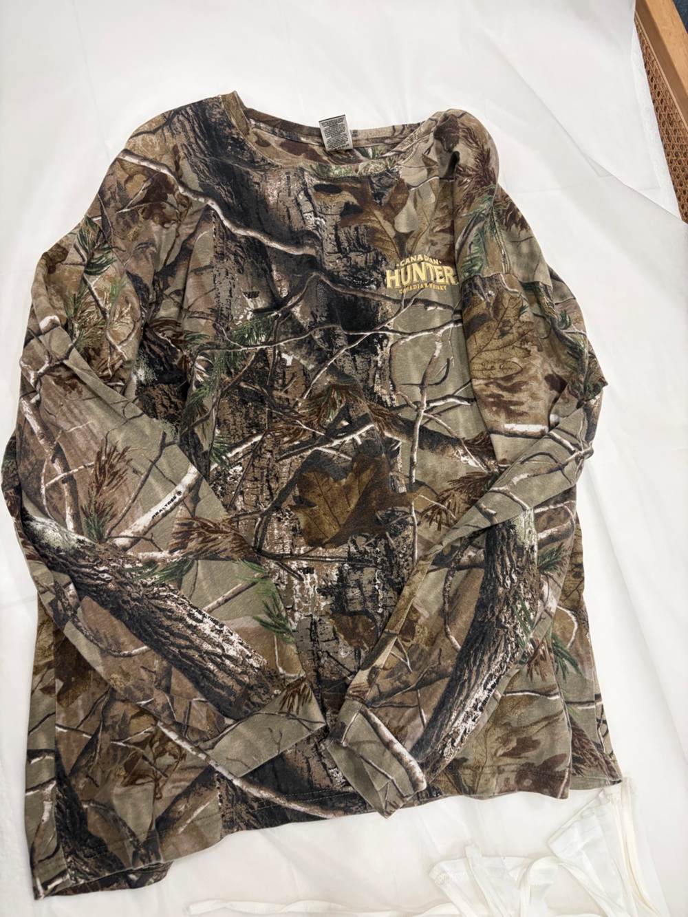 Camo long sleeve Canadian whiskey xl